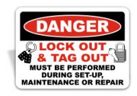A danger lock out and tag out sign