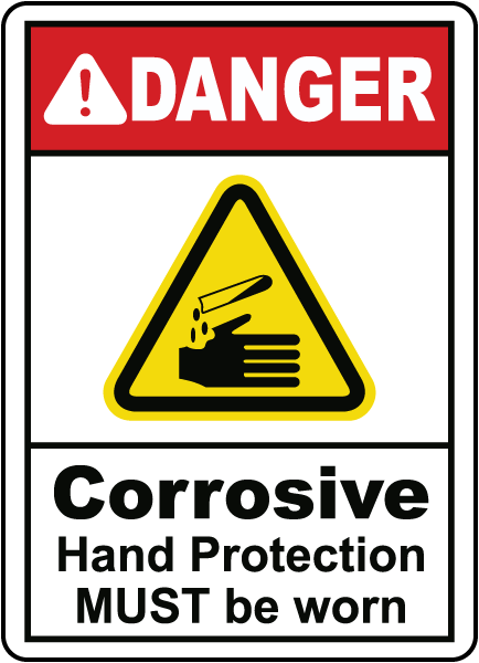 Danger Corrosive Hand Protection Required
