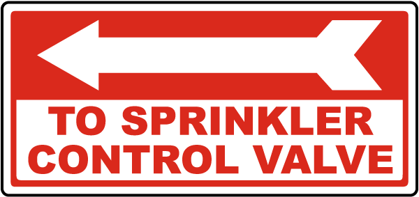 To Sprinkler Control Valve Sign with left arrow