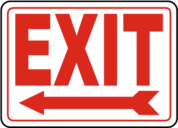 Exit Sign with left arrow