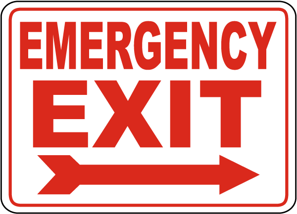 Emergency Exit Sign with Right arrow 
