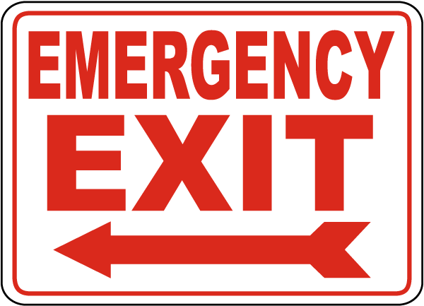 Emergency Exit Sign with Left arrow 