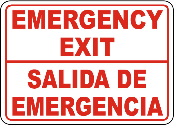Emergency Exit Salida De Emergencia Sign