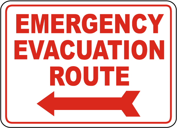 Emergency Evacuation Route Sign with Left arrow 