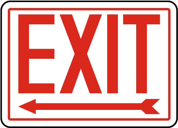 Exit Sign with left arrow 