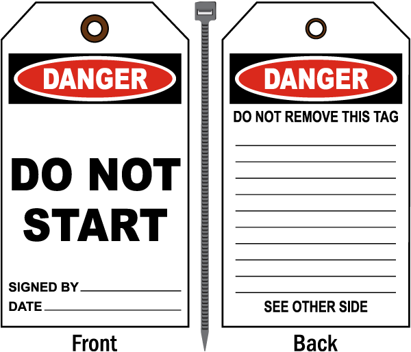 Danger Do Not Start Tag