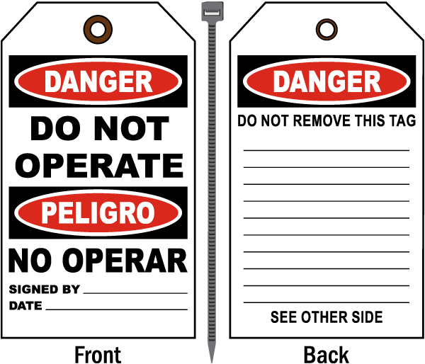 Danger Do Not Operate / Peligro No Operar Tag