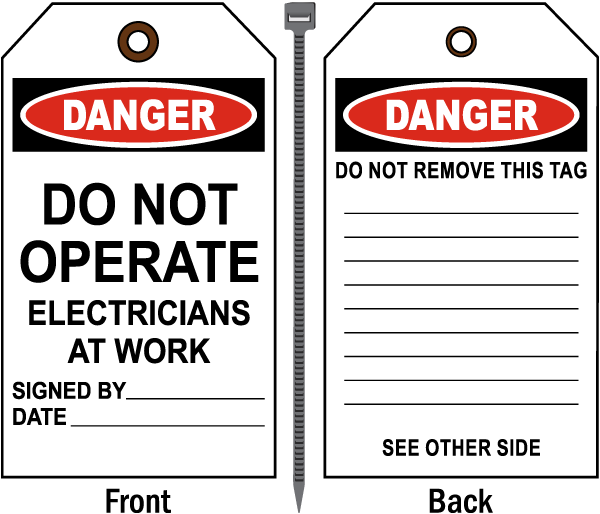 Danger Do Not Operate Electricians At Work Tag
