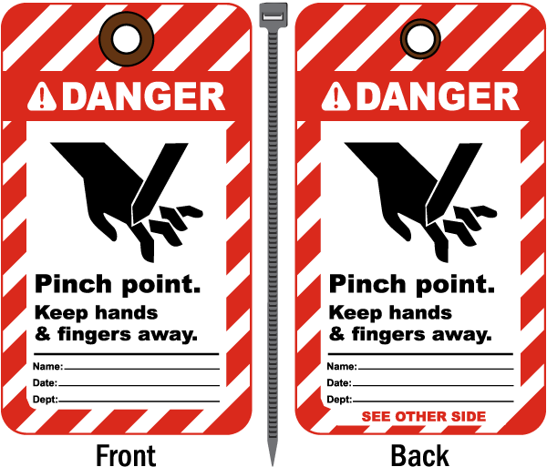 Danger Pinch point Keep hands & fingers away Tag