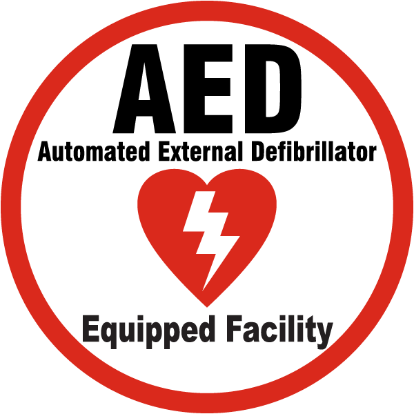 AED Automated External Defibrillator Equipped Facility Label