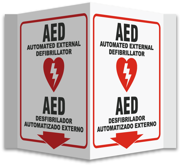AED Automated External Defibrillator AED Defibrillator Automatizado Externo Sign