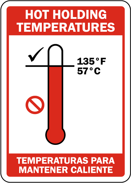Hot Holding Temperatures - Temperaturas Para Mantener Caliente sign