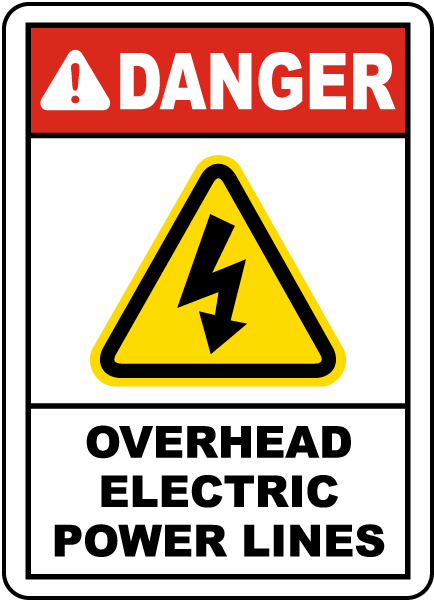 Danger Overhead Electric Power Lines, E2256