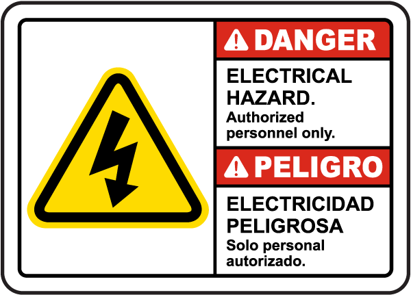 Danger Electrical Hazard. Authorized personnel only sign