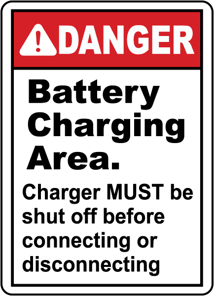 Battery Charging Danger Sign