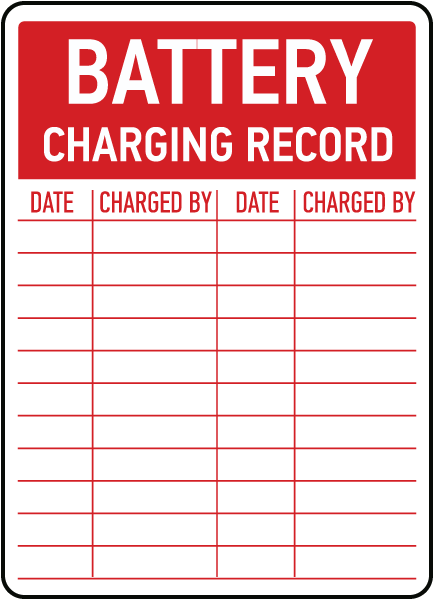 BATTERY CHARGING RECORD. DATE. CHARGED BY. DATE. CHARGED. BY