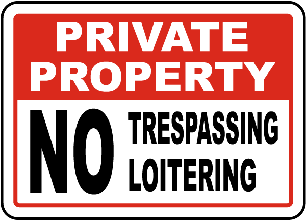 Private Property No Trespassing Loitering Sign