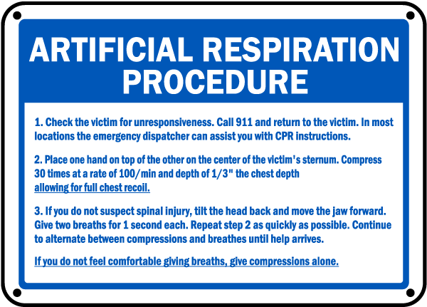 Artificial Respiration Procedure sign