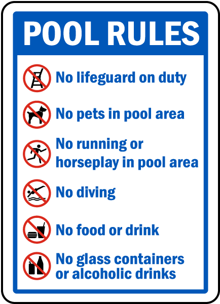 Pool Signs - Recreation Area Signs, Swimming and Pool Signs, F6964