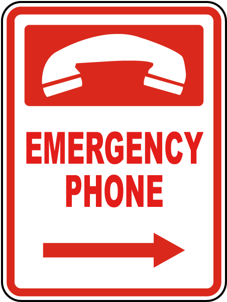 Pool Signs - Emergency Phone w/ right arrow Pool Signs, F7681