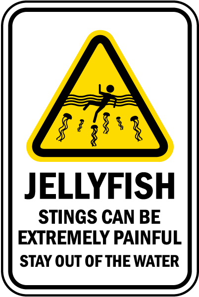Jellyfish Stings Can Be Extremely Painful Stay Out Of The Water sign