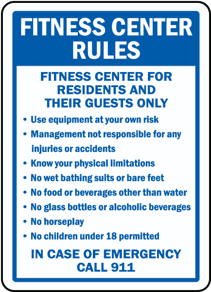 Fitness Center Rules Fitness Center For Residents And Their Guests Only sign
