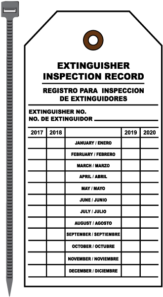 Extinguisher Inspection Record Tag