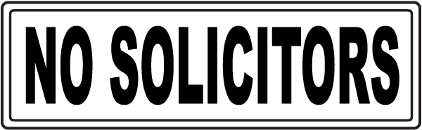 No Solicitors Clear Door Label