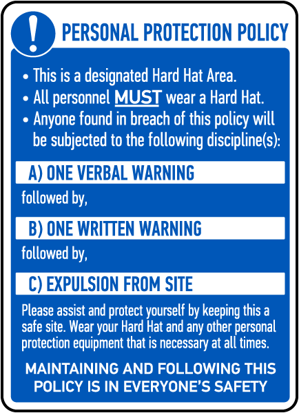 Personal protection policy. Maintaining and following this policy is in everyones safety