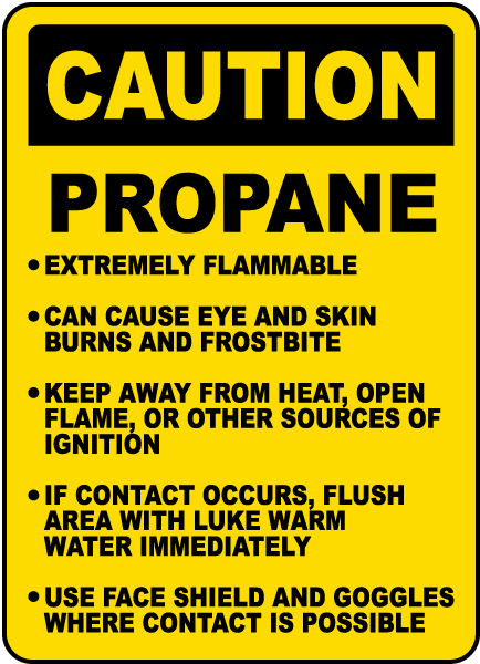 Caution Propane Cylinder Instructions sign