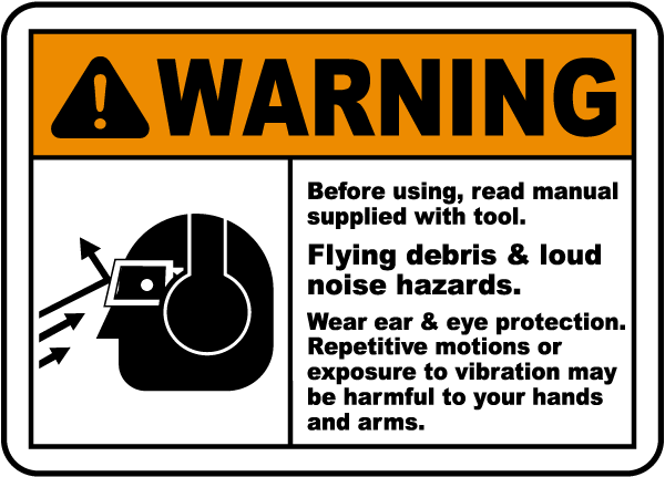 Warning Before using, read manual supplied with tool sign