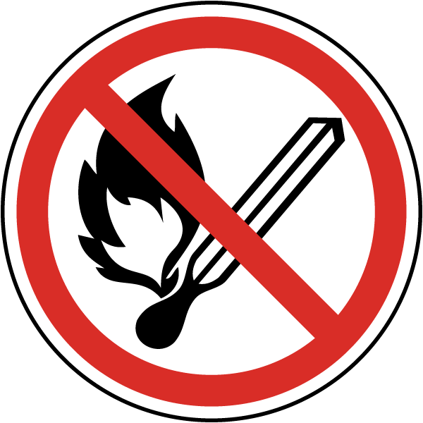 International No Open Flames Symbol Label