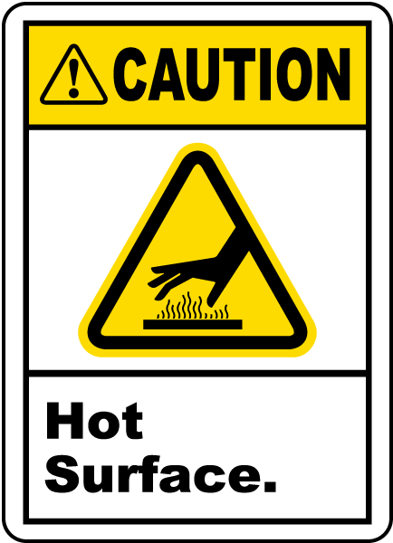 Caution Hot Surface label