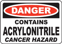 Danger Contains Acrylonitrile Cancer Hazard sign