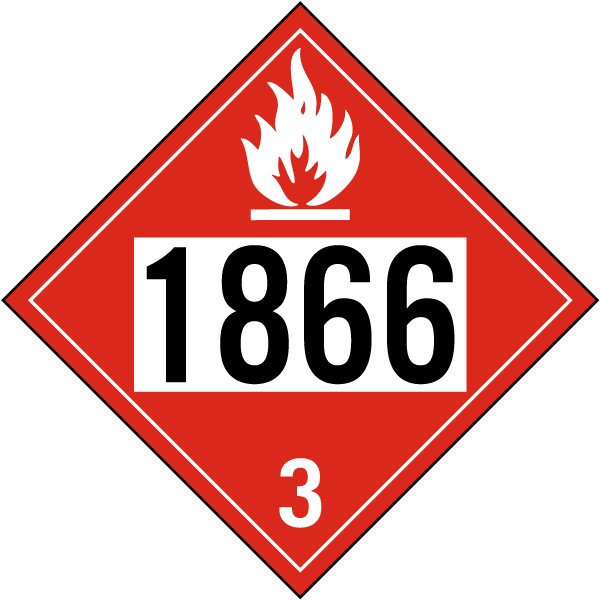 Hazard Class 3 Resin Solution Flammable Liquid 1866 DOT Placard