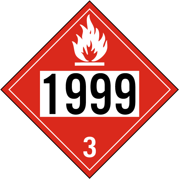 Hazard Class 3 Asphalt, Tars Flammable Liquid 1999 DOT Placard