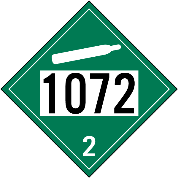 Hazard Class 2 Gases Oxygen Non-Flammable Gas 1072 DOT Placard