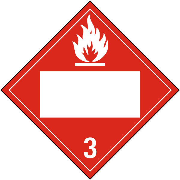 Hazard Class 3 Flammable Liquids DOT Placard