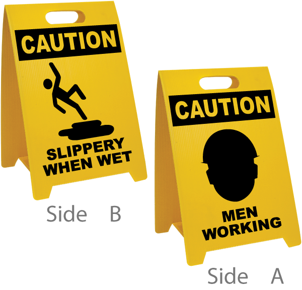 Caution Slippery When Wet - Caution Men Working Floor Stand