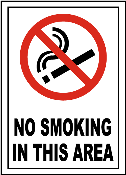 No Smoking In This Area Sign