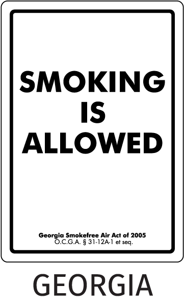 Georgia Smoking Is Allowed Georgia Smokefree Air Act of 2005 O.C.G.A. 31-12A-1 et seq