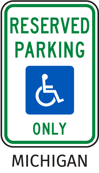 Michigan Handicapped sign-Reserved Parking Only