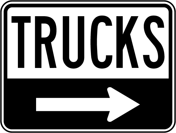 Trucks Sign with right arrow 
