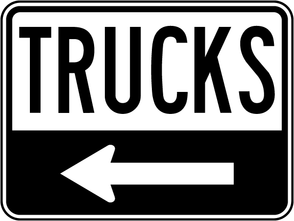 Trucks Sign with left arrow