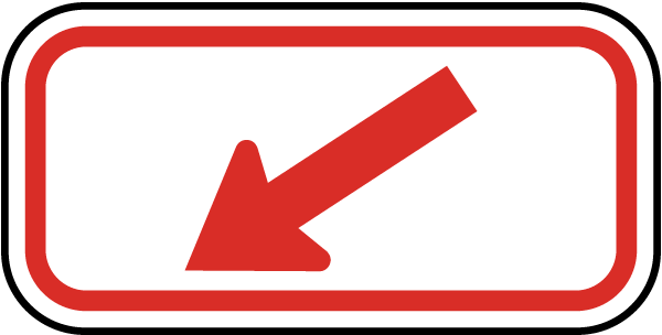 White - Red Diagonal Arrow Sign