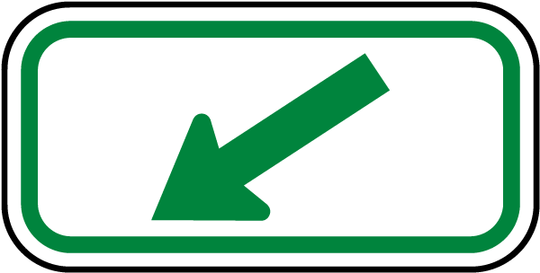 White - Green Diagonal Arrow Sign