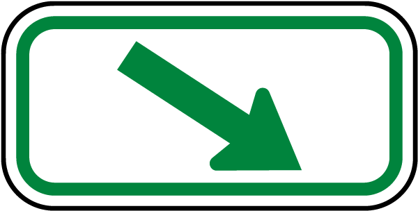 White - Green Diagonal Arrow Sign