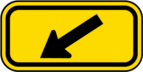 Yellow - Black Diagonal Arrow Sign
