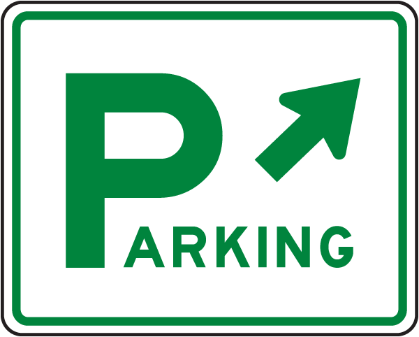Parking Sign with diagonal arrow