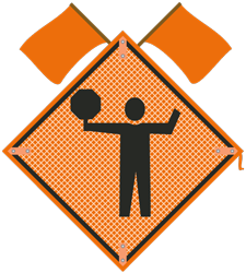 Traffic Control Paddle symbol Sign with flags
